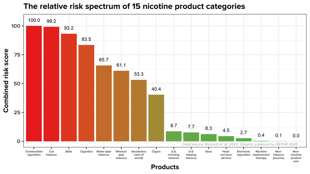 The relative risk spectrum of 15 nicotine product categories - Murkett et al