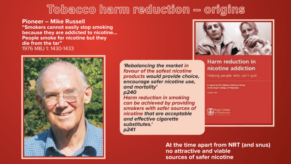 tobacoo harm reduction - origins