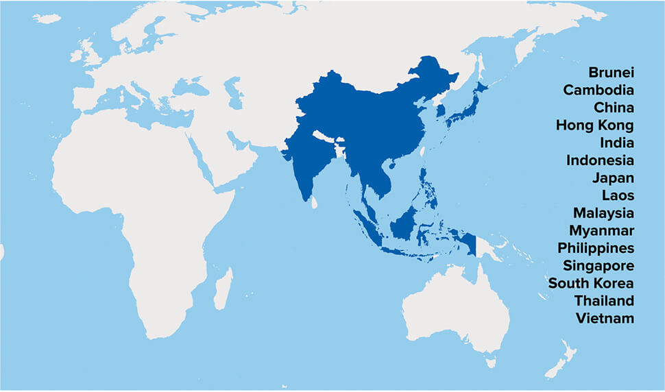 15 asian countries